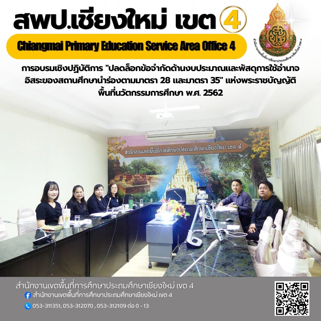 การอบรมเชิงปฏิบัติการ "ปลดล็อกข้อจำกัดด้านงบประมาณและพัสดุการใช้อำนาจอิสระของสถานศึกษานำร่องตามมาตรา 28 และมาตรา 35" แห่งพระราชบัญญัติพื้นที่นวัตกรรมการศึกษา พ.ศ. 2562 ผ่านระบบออนไลน์ Zoom Meeting